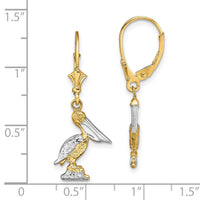 14K and Rhodium 3-D Pelican Standing W/ Leverback Earrings-TF1852