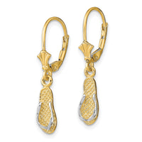 14K and Rhodium Flip Flop Leverback Earrings-TF1858