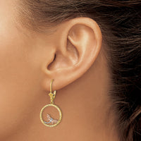 14K Two-Tonew/White Rhodium D/C Dragonfly Earrings-TF1860