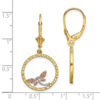 14K Two-Tonew/White Rhodium D/C Dragonfly Earrings-TF1860