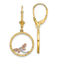 14K Two-Tonew/White Rhodium D/C Dragonfly Earrings-TF1860