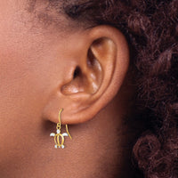 14K W/ Rhodium Sea Turtle Dangle Earrings-TF1862