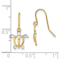 14K W/ Rhodium Sea Turtle Dangle Earrings-TF1862