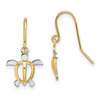 14K W/ Rhodium Sea Turtle Dangle Earrings-TF1862