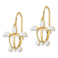 14K W/ Rhodium Sea Turtle Dangle Earrings-TF1863