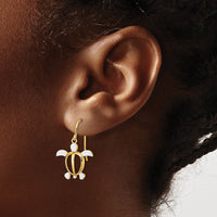 14K W/ Rhodium Sea Turtle Dangle Earrings-TF1863