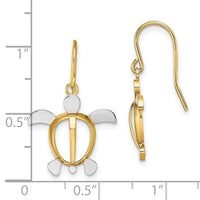 14K W/ Rhodium Sea Turtle Dangle Earrings-TF1863