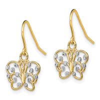 14K w/ Rhodium D/C Butterfly Wire Earrings-TF1869