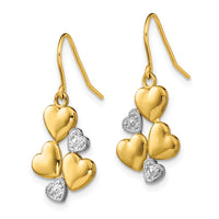 14K w/Rhodium Polished Hearts Shepherd Hook Earrings-TF1870