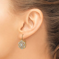 14K w/Rhodium Filigree Medallion Dangle Earrings-TF1878