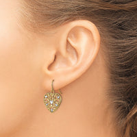 14k w/ RH Filigree Cut-Out Heart Wire Earrings-TF1883