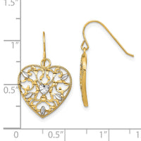 14k w/ RH Filigree Cut-Out Heart Wire Earrings-TF1883