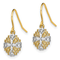 14K and Rhodium Fancy Dangle Wire Earrings-TF1888