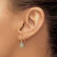 14K and Rhodium Fancy Dangle Wire Earrings-TF1888