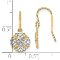 14K and Rhodium Fancy Dangle Wire Earrings-TF1888