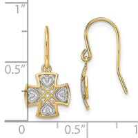 14K and Rhodium Fancy Dangle Wire Earrings-TF1889