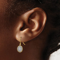 14K and Rhodium Fancy Dangle Wire Earrings-TF1891