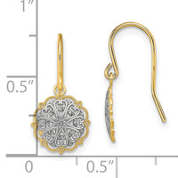 14K and Rhodium Fancy Dangle Wire Earrings-TF1891