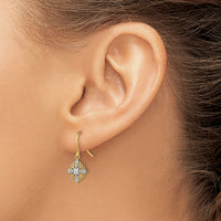 14K w/Rhodium Fancy Filigree Dangle Wire Earrings-TF1892