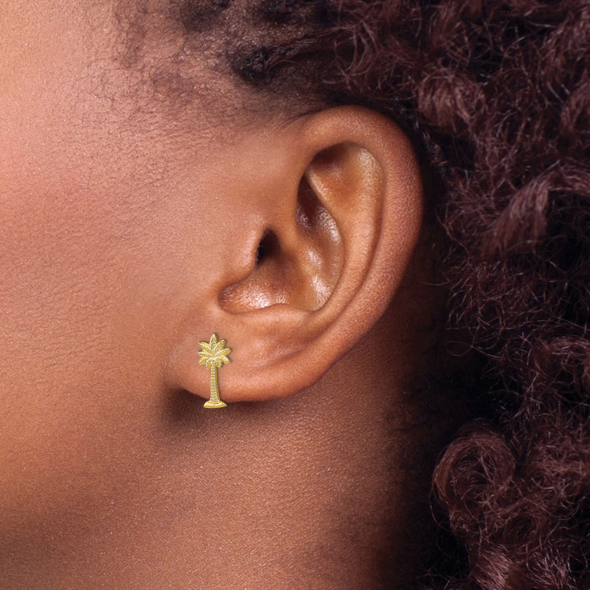 14k Palm Tree Post Earrings-TF1923