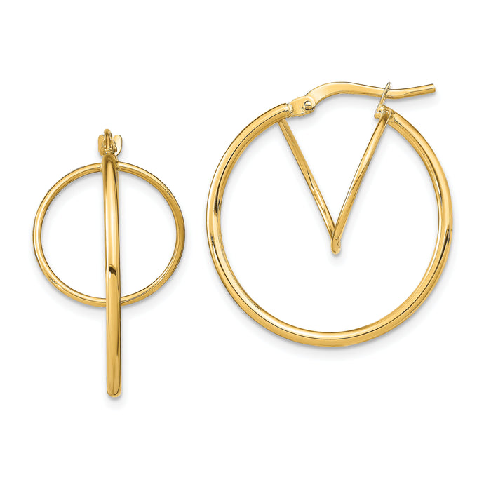 14k Twisted Circle Inside Hoop Earrings-TF1938
