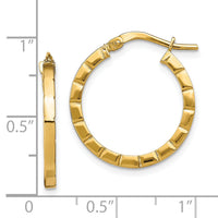 14k Small Striped Edge Hoop Earrings-TF1941