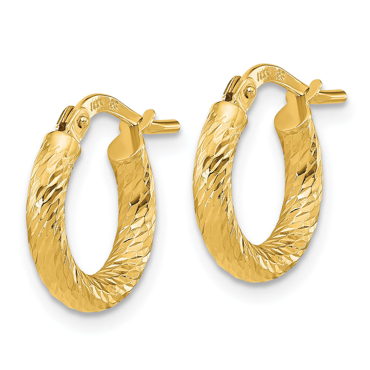 14k Polished and Diamond-cut 2.4mm Hoop Earrings-TF1964