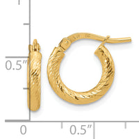14k Polished and Diamond-cut 2.4mm Hoop Earrings-TF1964