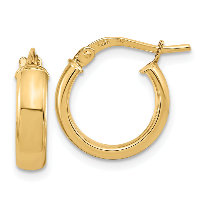 14k Polished 3.7mm Hoop Earrings-TF1966