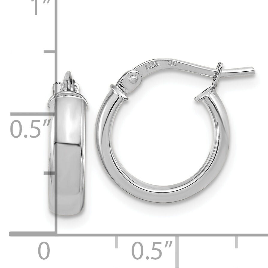 14k White Gold Polished 2.9mm Hoop Earrings-TF1966W