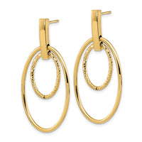 14k Polished Diamond Cut Post Dangle Earrings-TF1980