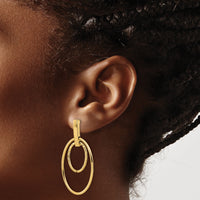 14k Polished Diamond Cut Post Dangle Earrings-TF1980