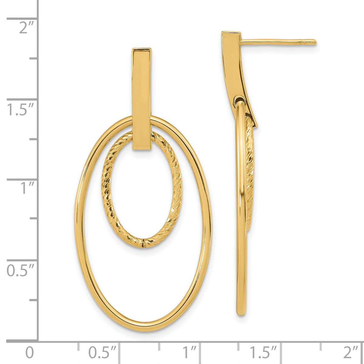 14k Polished Diamond Cut Post Dangle Earrings-TF1980