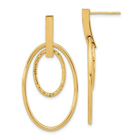 14k Polished Diamond Cut Post Dangle Earrings-TF1980
