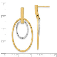 14k Two-tone Polished Diamond Cut Post Dangle Earrings-TF1980TT