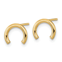 14k Polished U Shape Tube Post Earrings-TF1982