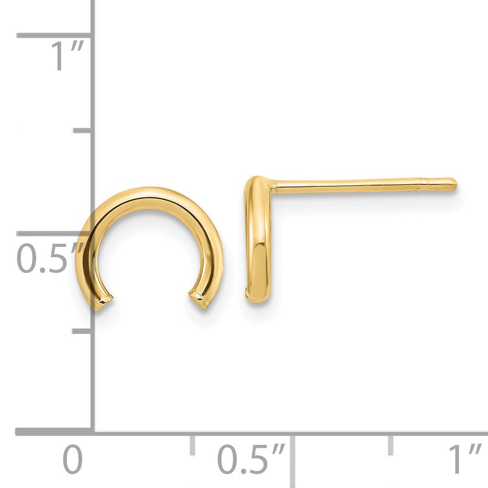 14k Polished U Shape Tube Post Earrings-TF1982