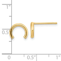 14k Polished U Shape Tube Post Earrings-TF1982