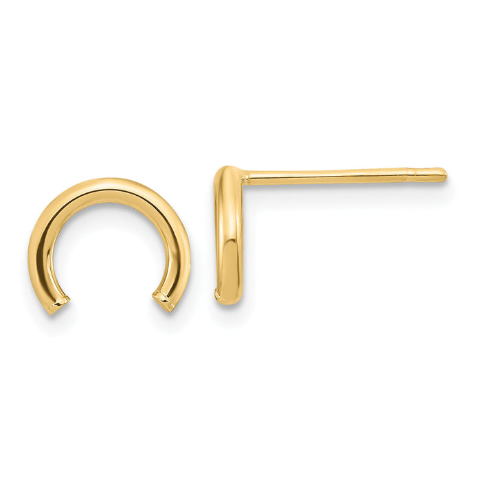 14k Polished U Shape Tube Post Earrings-TF1982