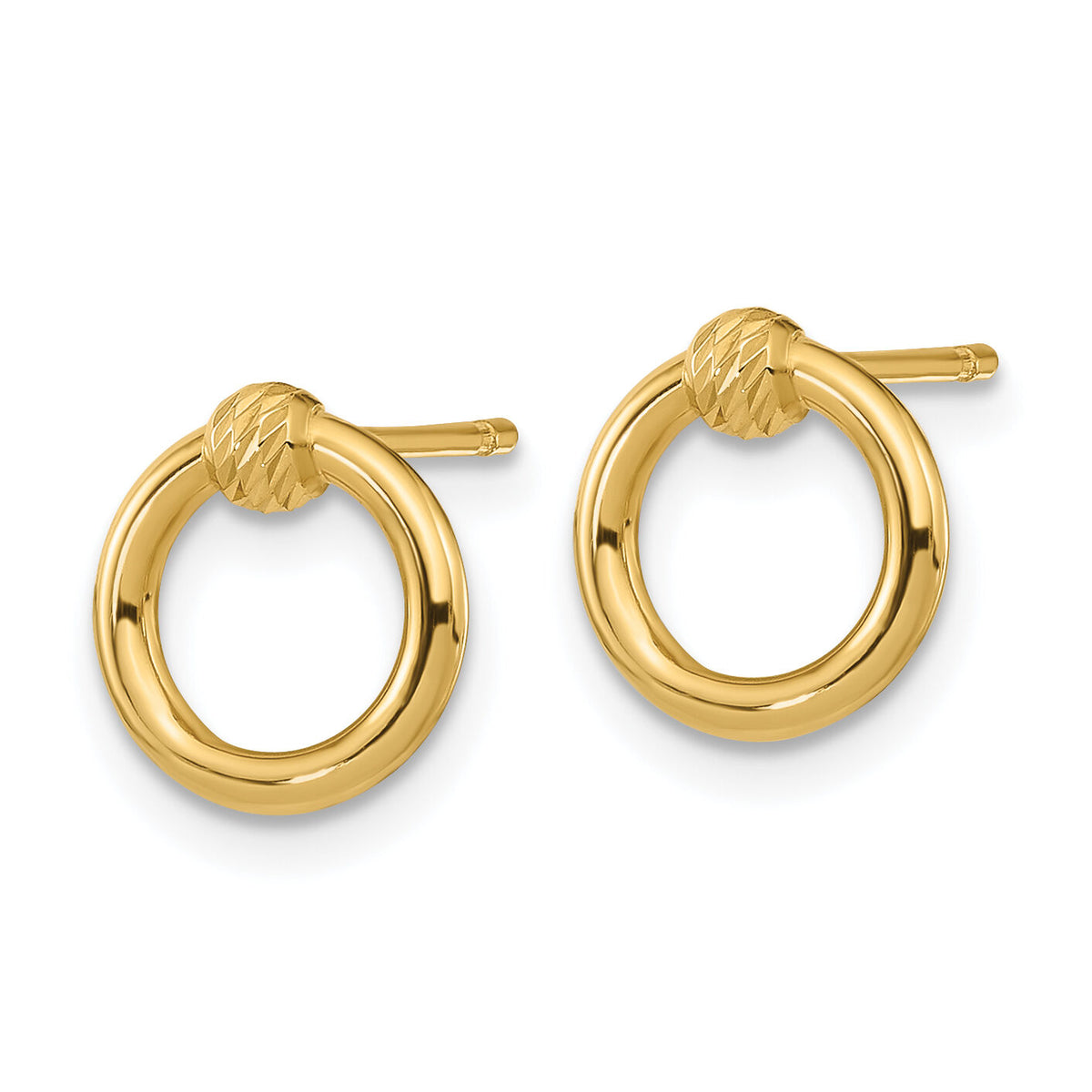 14K Polished D/C Circle Post Earrings-TF1984