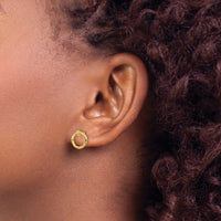 14K Polished D/C Circle Post Earrings-TF1984