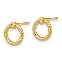 14K Polished D/C Twisted Circle Post Earrings-TF1985