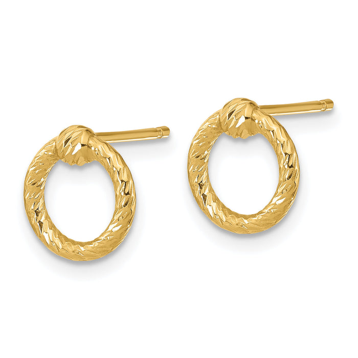 14K Polished D/C Twisted Circle Post Earrings-TF1985