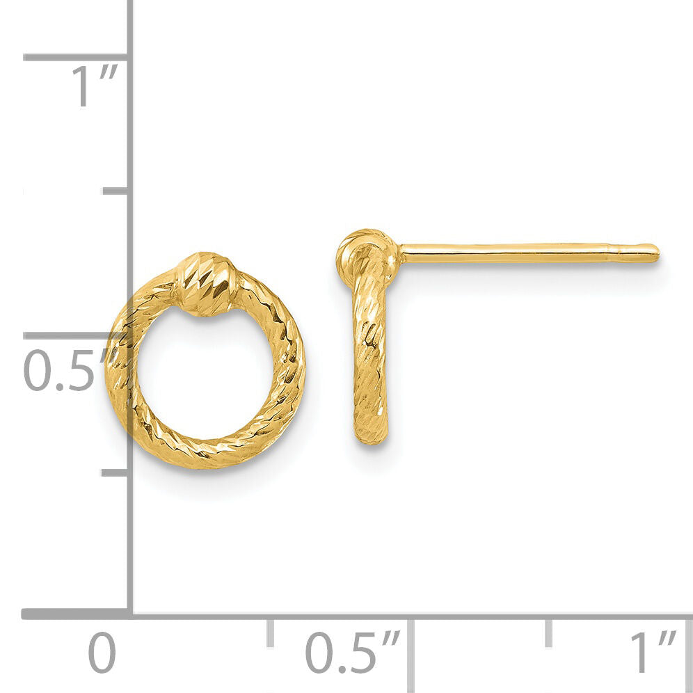 14K Polished D/C Twisted Circle Post Earrings-TF1985