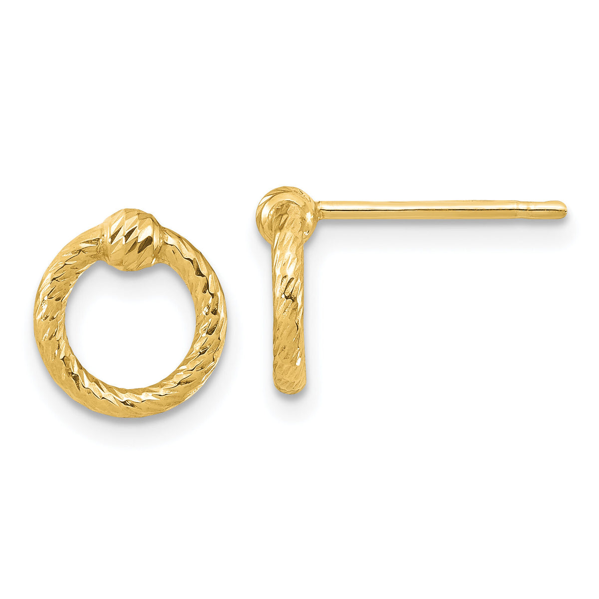 14K Polished D/C Twisted Circle Post Earrings-TF1985