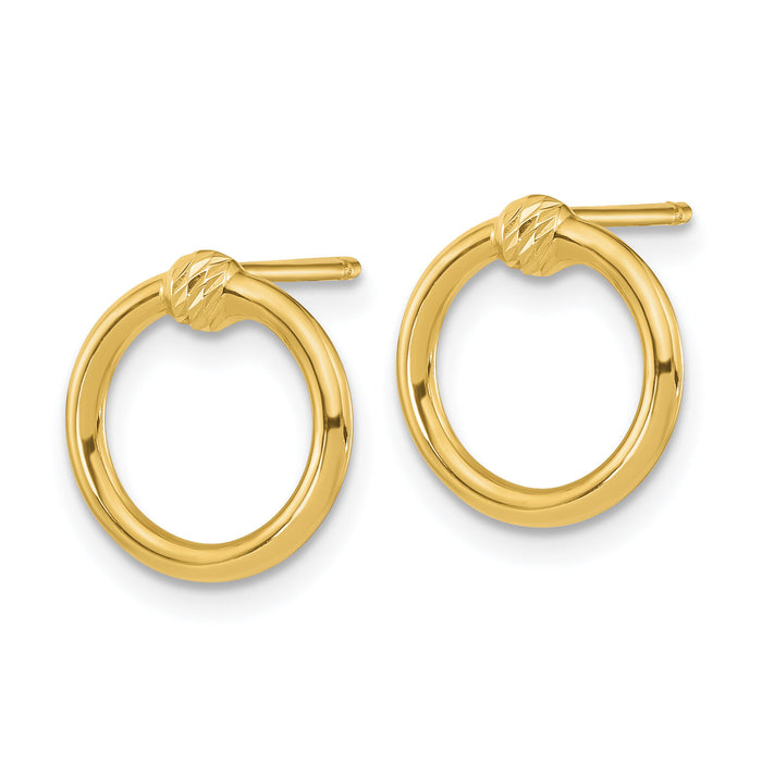 14K Polished & D/C Circle Post Earrings-TF1986
