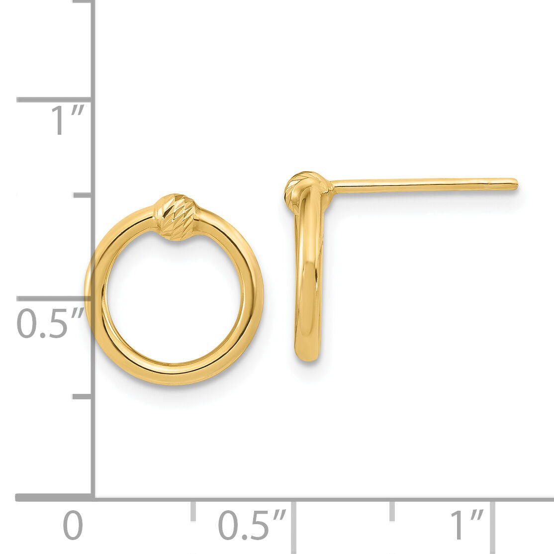 14K Polished & D/C Circle Post Earrings-TF1986