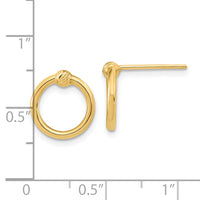 14K Polished & D/C Circle Post Earrings-TF1986