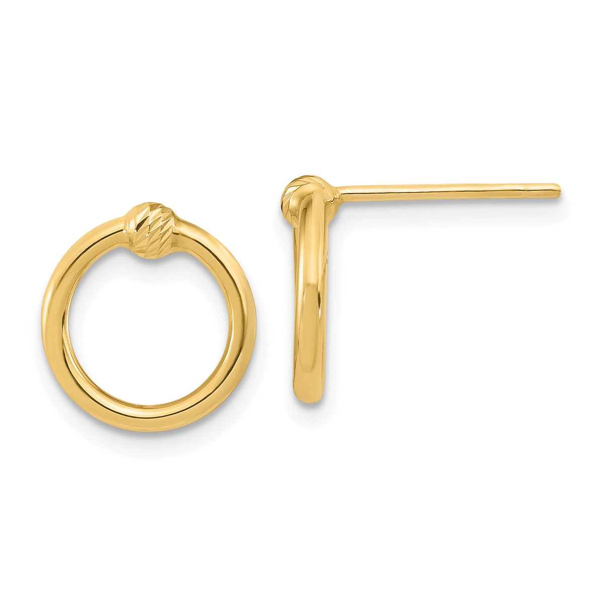 14K Polished & D/C Circle Post Earrings-TF1986