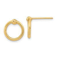 14K Polished & D/C Circle Post Earrings-TF1986